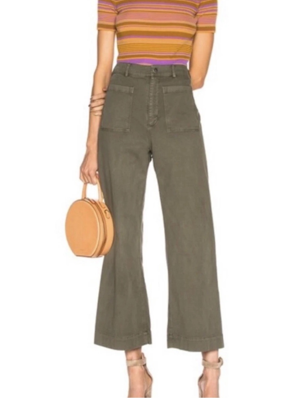 ALC | Finley Wide Leg Green Palazzo Crop Pants 2 see hem flaw